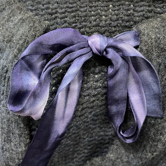 Marika Charles Handmade Cashmere Cardigan Sweater Tie Dye Silk Bow Closure BlueL - Picture 4 of 13